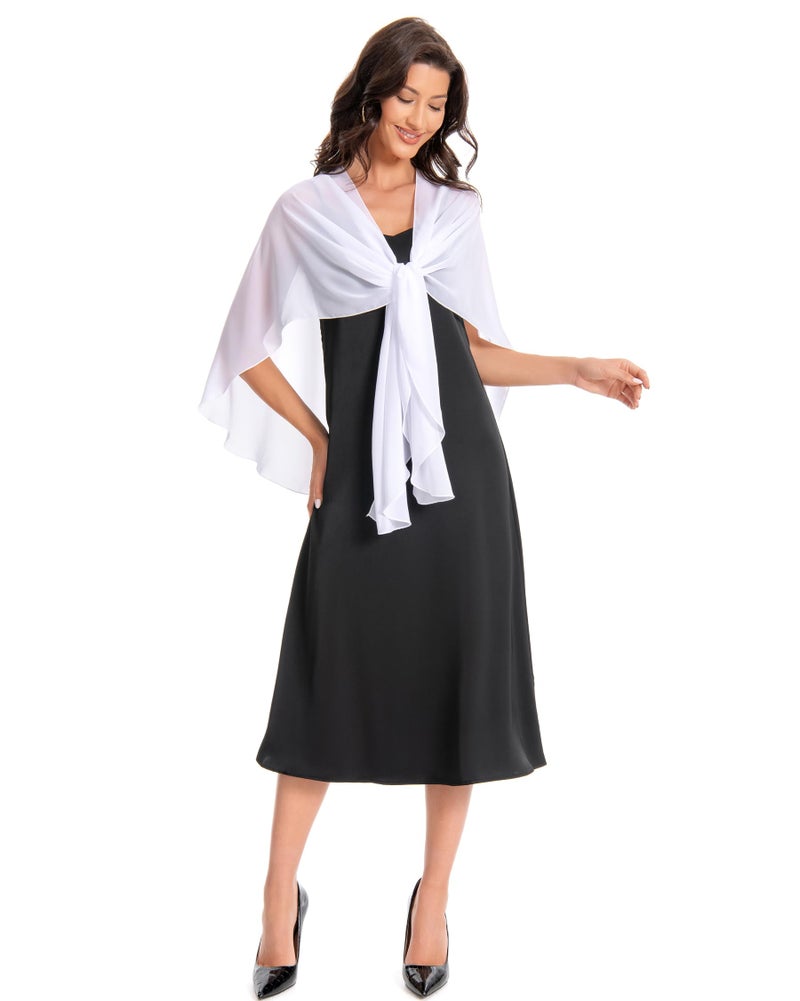 Hotshawl Womens Chiffon Shawls and Wraps, Wedding Party Shawl Scarf for Evening Dresses (White) - Image 3